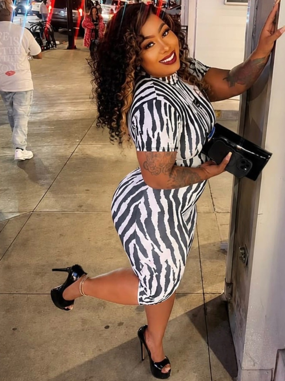 Women's Zebra-Print Jumpsuit - Black & White